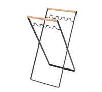 Porta sacchetti della spazzatura pieghevole portatile e compatto con gancio sicuro per supporto per borsa per foglie e per campeggio all'aperto (nero)