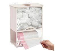 Porta sacchetti di plastica in tessuto, extra large, 2 in 1, porta sacchetti della spesa con dispenser per rotoli della spazzatura, salvaspazio da parete, organizer da cucina (beige)