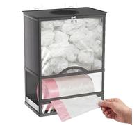 Porta sacchetti di plastica in tessuto, extra large, 2 in 1, porta sacchetti della spesa con dispenser per rotoli della spazzatura, salvaspazio da parete, organizer da cucina (grigio)