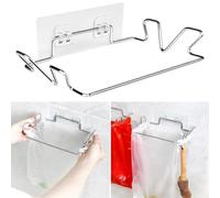 Porta sacchetti in plastica da porta in acciaio inox per armadi, organizer per sacchetti della spazzatura con gancio in metallo, per cucina e bagno
