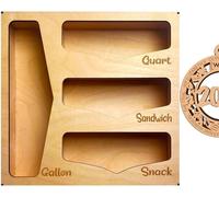 Porta sacchetti per alimenti - Organizer per cassetti da cucina in legno di alta qualità, compatibile con sacchetti Ziploc, Solimo, Glad, Hefty per galloni, quarti, panini e snack di varie dimensioni