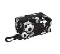 Porta sacchetti per cani con stampa di palloni da calcio bianchi e neri, per guinzaglio, dispenser per sacchetti di rifiuti in tessuto morbido per cuccioli