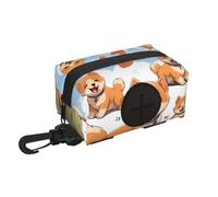 Porta sacchetti per cani per guinzaglio, dispenser leggero per sacchetti per rifiuti di animali domestici, carino Shiba Inu Dog Puppy Potty Carrier Piccolo Doggy sacchetto con cerniera con moschettone