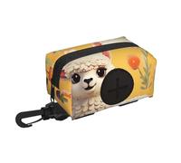 Porta sacchetti per cani per guinzaglio, dispenser leggero per sacchetti per rifiuti di animali domestici, alpaca, carino, cucciolo, vasino, piccolo sacchetto con cerniera e moschettone