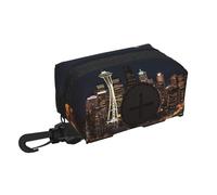 Porta sacchetti per cani per guinzaglio, dispenser leggero per sacchetti per rifiuti di animali domestici City Seattle Puppy Potty Carrier Small Doggy Pouch con cerniera con moschettone