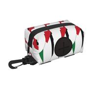 Porta sacchetti per escrementi con bandiera della Palestina, con stampa di mappe per cani, con cerniera, con moschettone