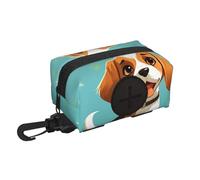 Porta sacchetti per escrementi per cani, dispenser leggero per sacchetti per rifiuti di animali domestici, cartoon, beagle, cuccioli, vasino, piccolo sacchetto con cerniera e moschettone