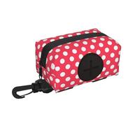 Porta sacchetti per escrementi per cani, morbido e leggero, con stampa a pois rossi, dispenser per sacchetti per escrementi di cani, chiusura a gancio e anello, accessori per passeggiate con cerniera