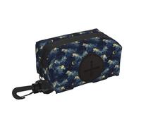 Porta sacchetti per escrementi per cani, morbido e leggero, con stampa di lupi e cielo notturno al chiaro di luna, dispenser per escrementi di cani, con chiusura a gancio e anello, accessori per
