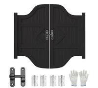 Porta Saloon In Legno Massiccio 35mm - Battente A 180° Con 3 Cerniere A Molla, Chiusura Automatica - Perfetta for Cucina, Caffè, Bar(Nero,W:86 x H:100cm)