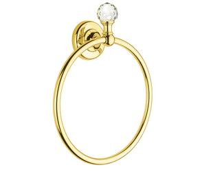 Porta Salviette ad Anello Linea MADRAS ORIENTE 19,5x6xh21.50 cm Oro lucido e Swarovski trasparente cristallino oro