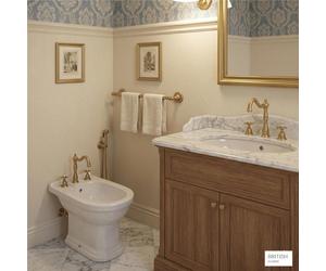 Porta Salviette piccolo da bidet cm 30 Dimensioni 31x8,5xh8 cm BRITISH Stile Inglese Classico primo Novecento Acciaio ORO oro