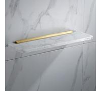 Porta salviette Portasciugamani in alluminio spaziale spazzolato oro e marmo naturale chiaro, porta scopino for WC, set di accessori for carta igienica, accessori for bagno(40cm Shelf)
