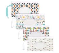 Porta Salviette Umidificate,4 PCS Riutilizzabile Dispenser Sacchetto Salviette Umide Borse Wet Wipes Dispenser Contenitore Porta Salviette Umidificate per Neonati Bambini Viaggio