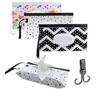 Porta Salviette Umidificate,Sacchetto per Salviette Umide,Riutilizzabile Borsa per Salviettine Umidificate,Portatile Contenitore Custodia per Salviette,per Neonati,Bambini,Viaggio,3 Pezzi