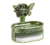 Porta sapone a doppio strato Elegante piatto di sapone di aspirazione sotto vuoto elegante con drenaggio d'acqua e stoccaggio di spugna per il bagno durevole in plastica PP (Verde)