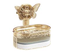 Porta sapone a doppio strato Elegante piatto di sapone di aspirazione sotto vuoto elegante con drenaggio d'acqua e stoccaggio di spugna per il bagno durevole in plastica PP (D'oro)