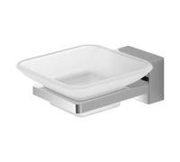 Porta sapone a muro in vetro satinato e acciaio cromato moderno