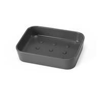 Porta Sapone Bagno 11,7x8,7x2,9 Cm In Plastica Grigio, Portasapone Da Appoggio Compatto E Resistente - Linea Star