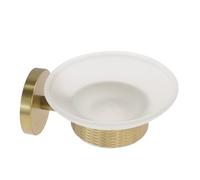 PORTA SAPONE IN ACCIAIO ORO CON PIATTINO VETRO SATINATO ACCESSORIO DA BAGNO 8792