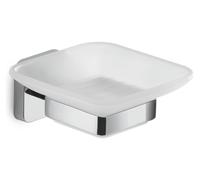 GEDY | Portasapone Tonga, Porta Saponetta in Acciaio Inox, Cromall e Vetro Satinato, Fissaggio con Viti Incluse o Biadesivo, Cromato, 10,5x11,6x5cm
