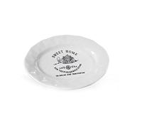 porta sapone portasapone solido in ceramica colore bianco decoro sweet home stile moderno 13 * 10 * 1,5 cm DTC-783609