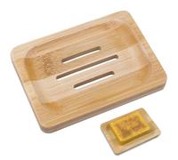 Porta Saponetta,Porta Saponetta Solida,Porta Sapone in Legno Naturale,Portasapone in Legno Naturale di Bambù,Porta Saponetta Solida da Bagno,Portasapone Solido,Con Foro di Drenaggio,11 * 8cm