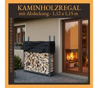 Porta Scaffale Bancale Rack di Legna da Ardere con Copertina 112 x 115 cm V2Aox
