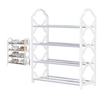 Porta scarpa da scarpe a 4 livelli 4 scaffali per scarpe a livello minimalista scaffale staccabile per scarpe pesante organizzatore a pavimento senza punzonatura per il corridoio del dormitorio, bian