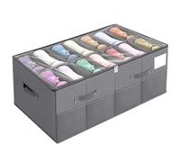 Porta Scarpe da Armadio Salvaspazio, Adatto a 14 Paia, Portascarpe da Armadio, Scatole Porta Scarpe con Coperchio Trasparente, Grande Organizer Scarpe Pieghevole (Grigio, 75cm x 30cm x 44cm)