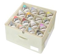 Porta Scarpe da Armadio Salvaspazio, Adatto a 16 Paia, Portascarpe da Armadio, Scatole Porta Scarpe con Coperchio Trasparente, Grande Organizer Scarpe Pieghevole (Beige, 42cm x 42cm x 30cm)