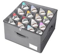 Porta Scarpe da Armadio Salvaspazio, Adatto a 16 Paia, Portascarpe da Armadio, Scatole Porta Scarpe con Coperchio Trasparente, Grande Organizer Scarpe Pieghevole (Grigio, 42cm x 42cm x 30cm)