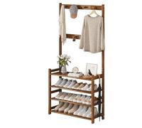 Porta Scarpe Salvaspazio Ingresso Combinazione Multifunzionale per Uso Domestico Gruccia Scarpiera con Gancio Stabile Portante per Ingresso, Camera Da Letto E Corridoio(Brown,50x25x153cm)