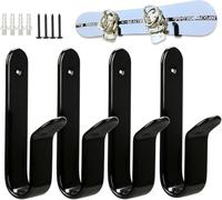 Porta Sci da Muro 4 Pezzi Portasci da Parete Porta Tavola Snowboard da Muro Supporto da Parete per Snowboard Longboard Skateboard Wakeboard Tavole Espositore per Casa Garage