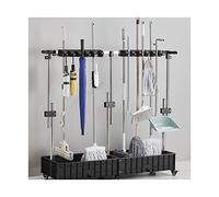 Porta Scope e mop, Appendiabiti o Organizer per Attrezzi in Acciaio Inossidabile, Supporto per mop Umido con scolapiatti, Ideale per Cucina e Garage (Colore: Argento, Dimensioni: d