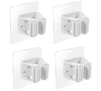 Porta Scope Parete 4 Pezzi, Appendi Scope a Muro Autoadesivo,ABS Portascope da Muro Regolabile Appendibile, Non c'è Bisogno di Punzonare,per Bagno, Cucina, Balcone e Garage(Bianco)