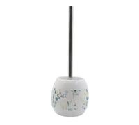 PORTA SCOPINO BIANCO DECORATO FIORI FOGLIE PORTASCOPINO ACCESSORI BAGNO 87052