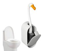 Porta scopino da bagno a parete | scopino WC da viaggio - design cigno con spazio integrato per detergente - per lavabo, e pavimento
