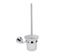 Porta scopino da parete in ottone cromato lucido con bicchiere in vetro JAGUAR - CONFEZIONE: 1 pz.