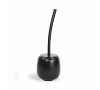 PORTA SCOPINO DA TERRA BICCHIERE SCOPINO WC TOILETTE SET BAGNO NERO AFRA