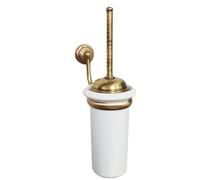 Porta scopino spazzola wc accessori bagno stile classico semplice elegante in ceramica e ottone bronzato spazzolato invecchiato rondò made in italy