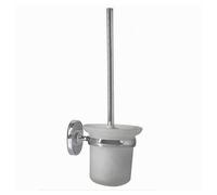 PORTA SCOPINO WC COMPLETO VETRO SATINATO FISSAGGIO A PARETE BAGNO OVALE 52017