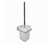 PORTA SCOPINO WC SCOPETTINO COMPLETO VETRO SATINATO FISSAGGIO PARETE BAGNO CUBO