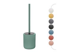 Porta scopino WC Verde cannettato in Ceramica Soft Touch, setole Nere Anti-igieniche con paraspruzzi, Spring