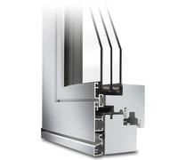 Porta scorrevole a ribalta, legno-alluminio, IDEALU Plano, Pino, Chiaro 325, Bianco RAL 9016, 1510x1635 mm, 2 ante, configura individualmente