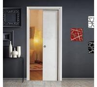 Porta scorrevole a scomparsa interno muro con chiusura Ammortizzata in laminato Bianco Matrix Finitura Ottone