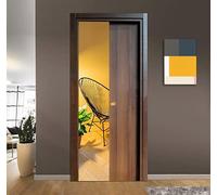 Porta scorrevole a scomparsa interno muro con chiusura Ammortizzata in laminato Noce Nazionale Finitura Bronzo