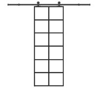 Porta scorrevole con guarnizione 76 x 205 cm, vetro temperato e alluminio, design salvaspazio, materiale durevole, sicuro e silenzioso, facile da montare, telaio stabile,