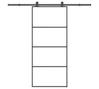Porta scorrevole con guarnizione 90 x 205 cm, vetro ESG e alluminio, set da 4 pezzi, design salvaspazio, durevole e sicuro, funzionamento silenzioso, facile da montare, robusto