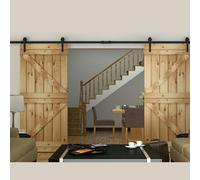 Porta scorrevole doppia in legno massello 220x95 industrial INCLUSA ferramenta
